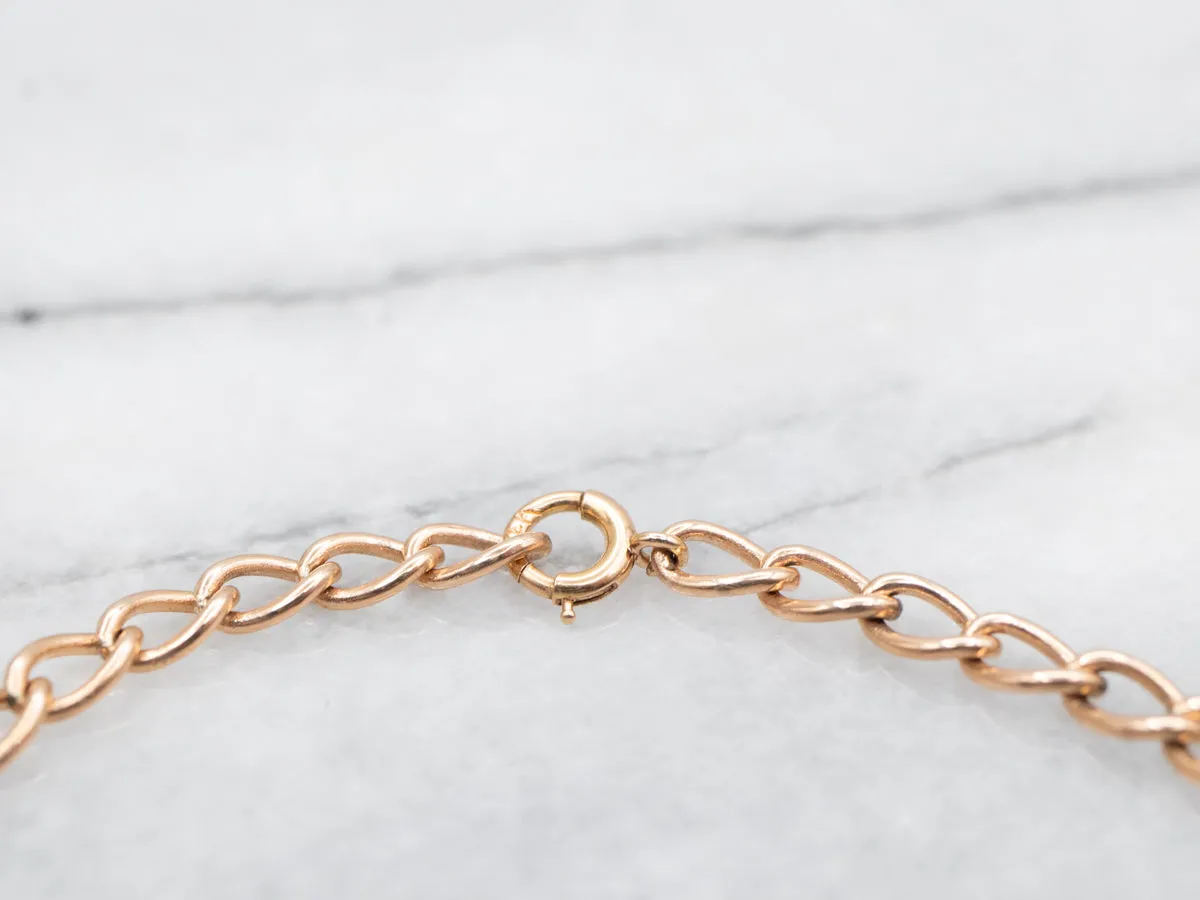 Rose Gold Cable Link Bracelet with Spring Ring Clasp