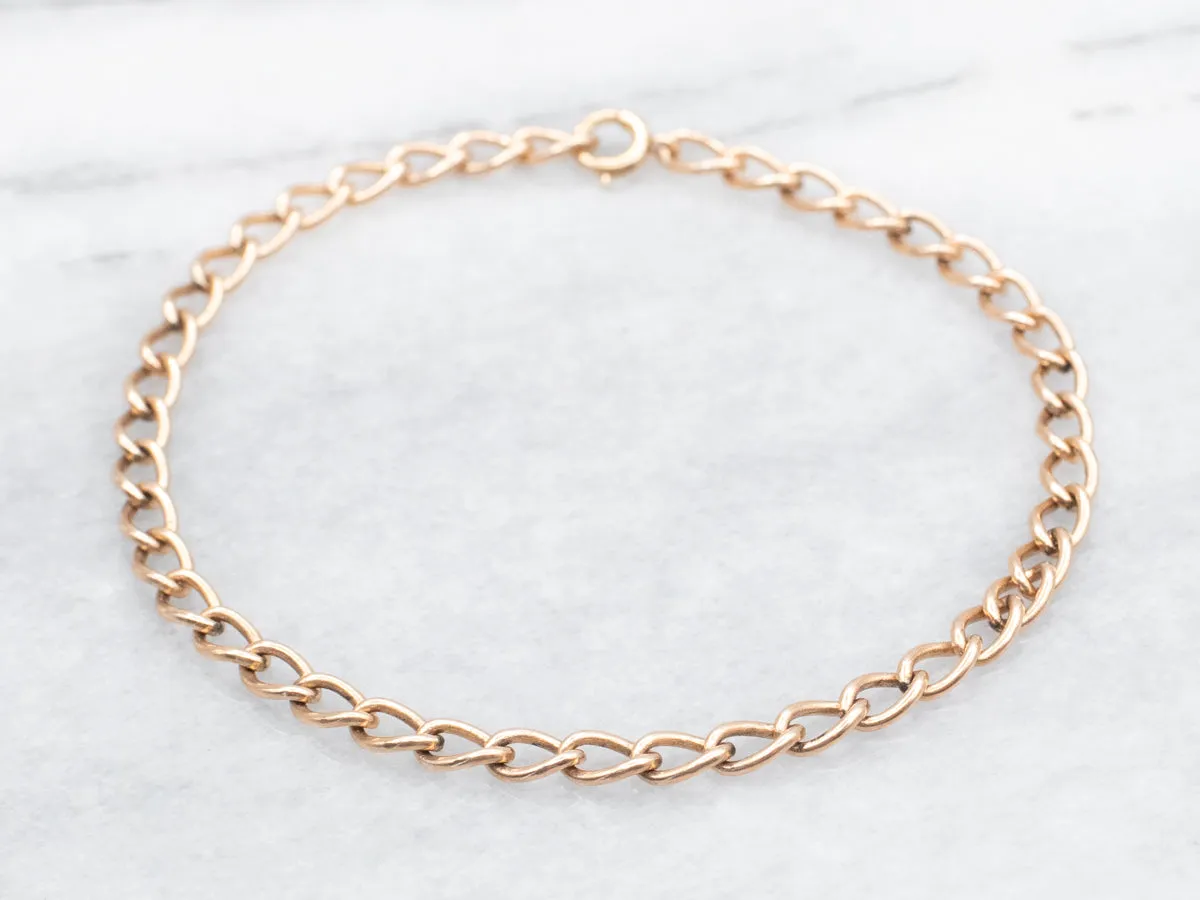 Rose Gold Cable Link Bracelet with Spring Ring Clasp