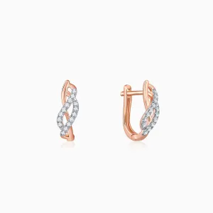 Rose Gold Delicate Petals Diamond Earrings