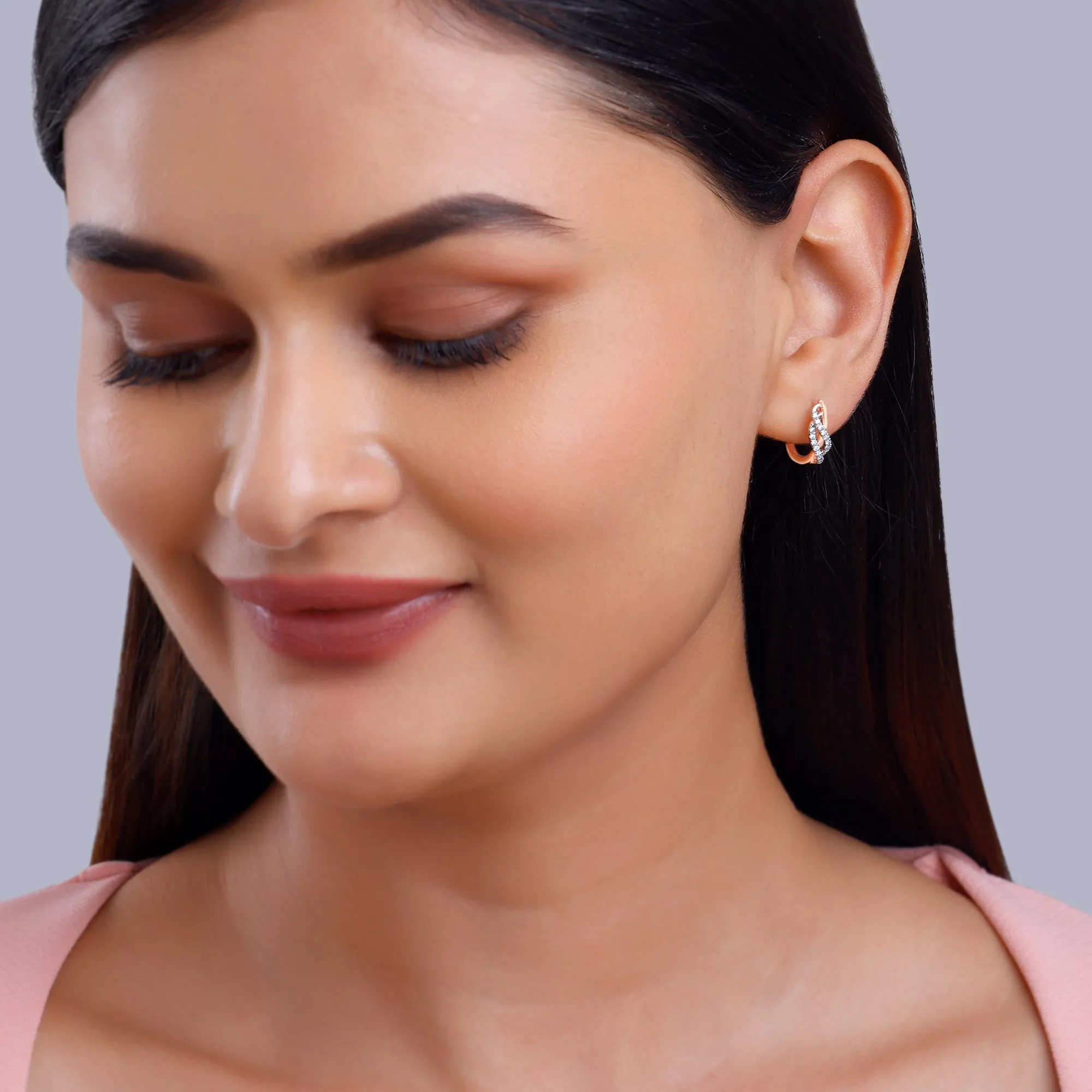 Rose Gold Delicate Petals Diamond Earrings