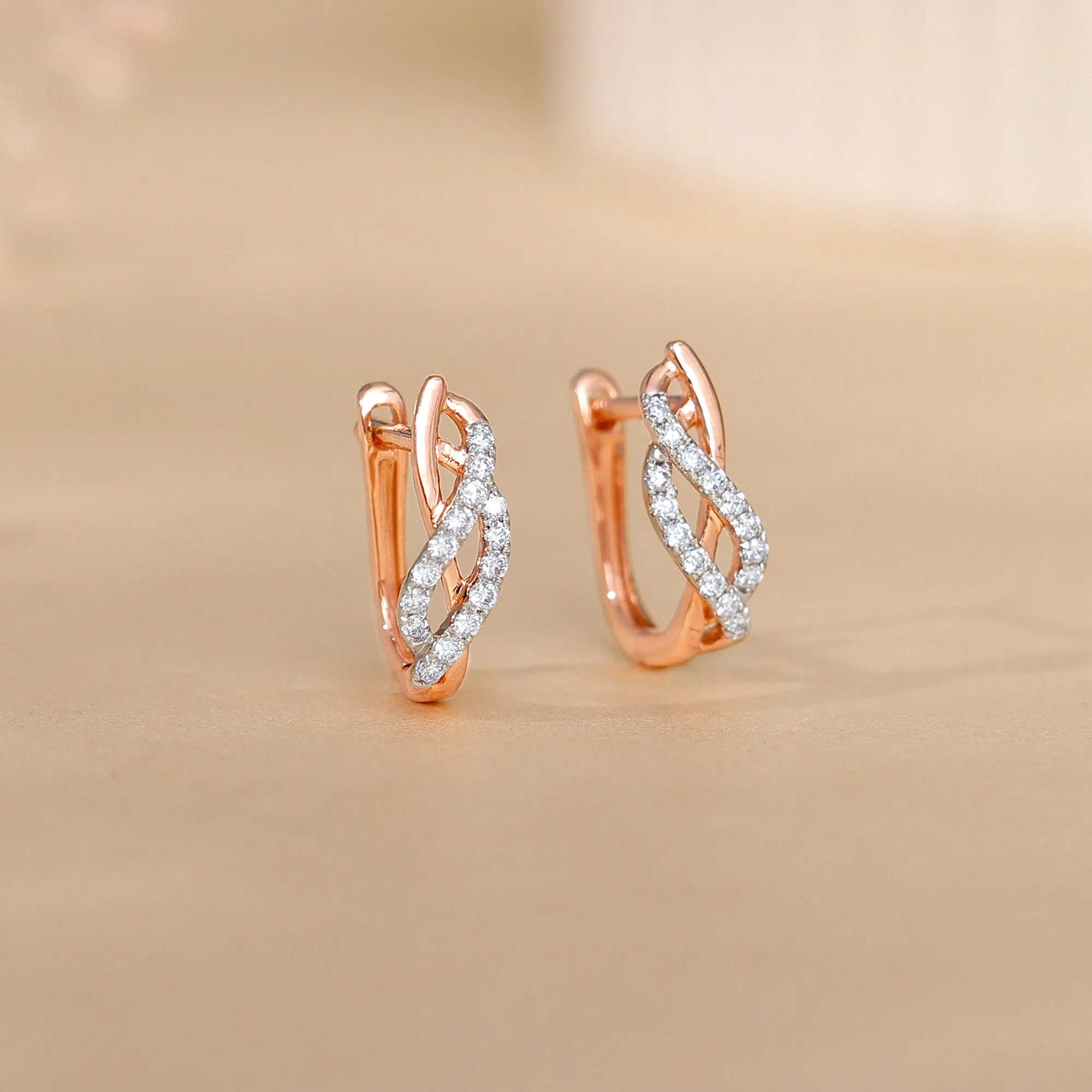 Rose Gold Delicate Petals Diamond Earrings