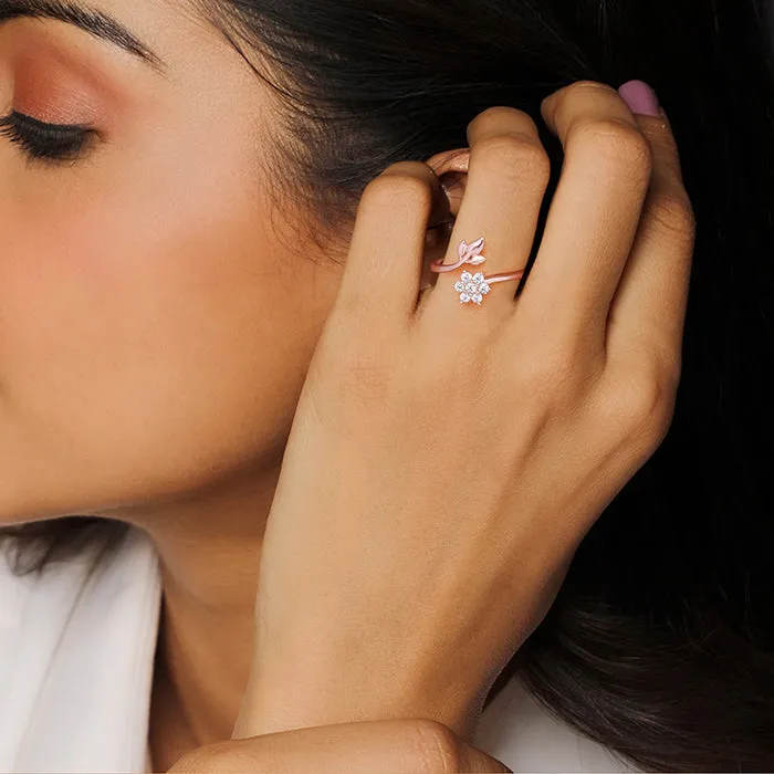 Rose Gold Floral Chic Ring