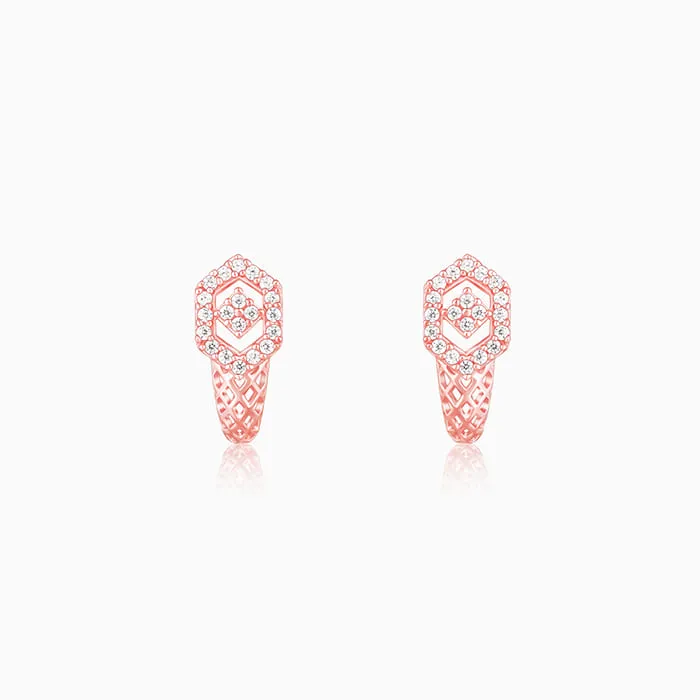 Rose Gold Glittering Half Moon Earrings