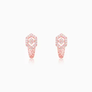 Rose Gold Glittering Half Moon Earrings
