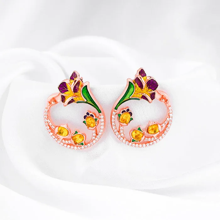 Rose Gold Graces Bell Mallow Earrings