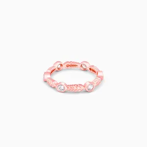 Rose Gold Leafy Zirconia Ring