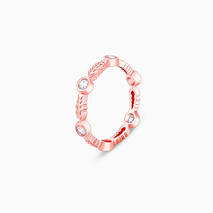 Rose Gold Leafy Zirconia Ring