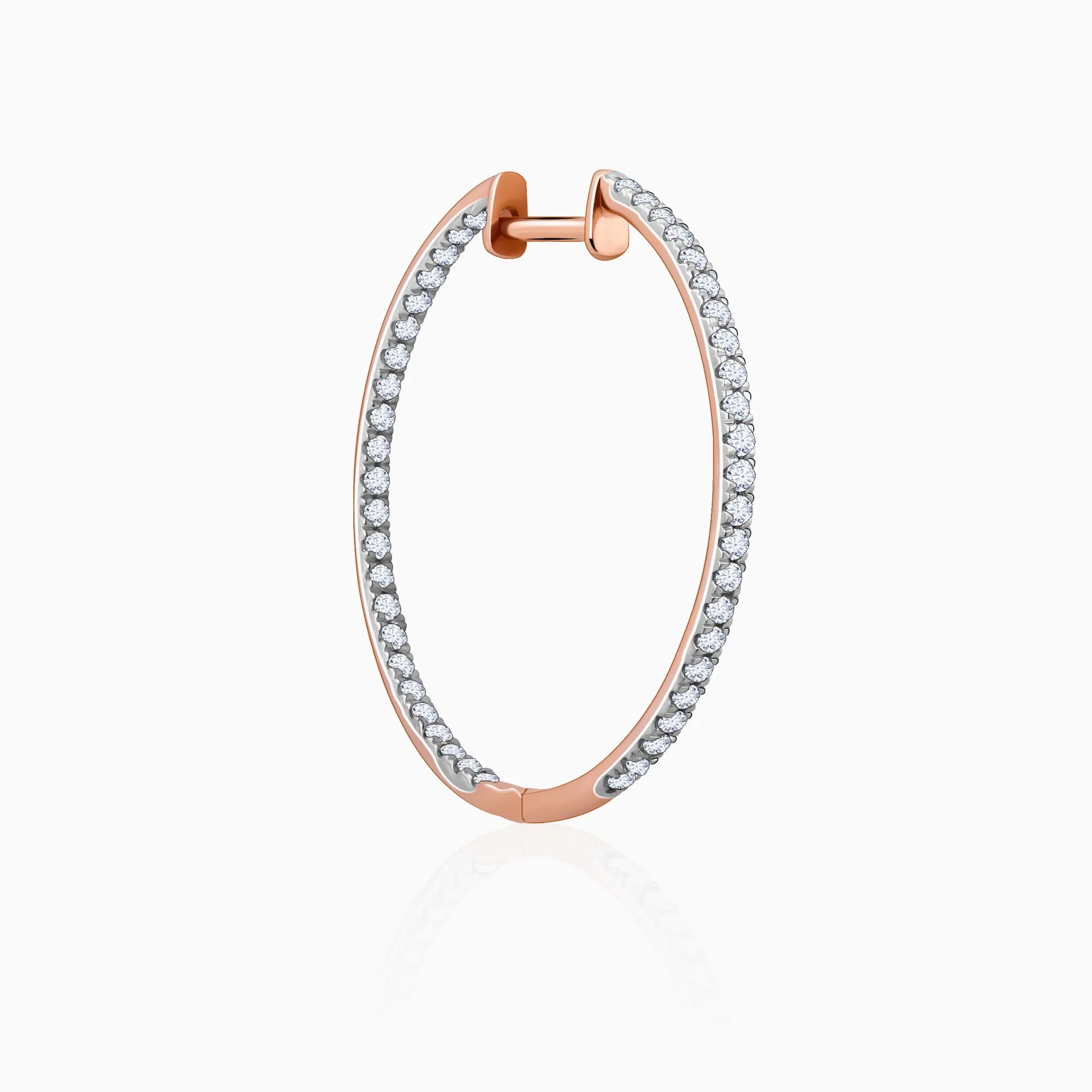 Rose Gold Shine Hoop Diamond Earrings
