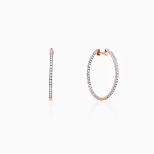 Rose Gold Shine Hoop Diamond Earrings