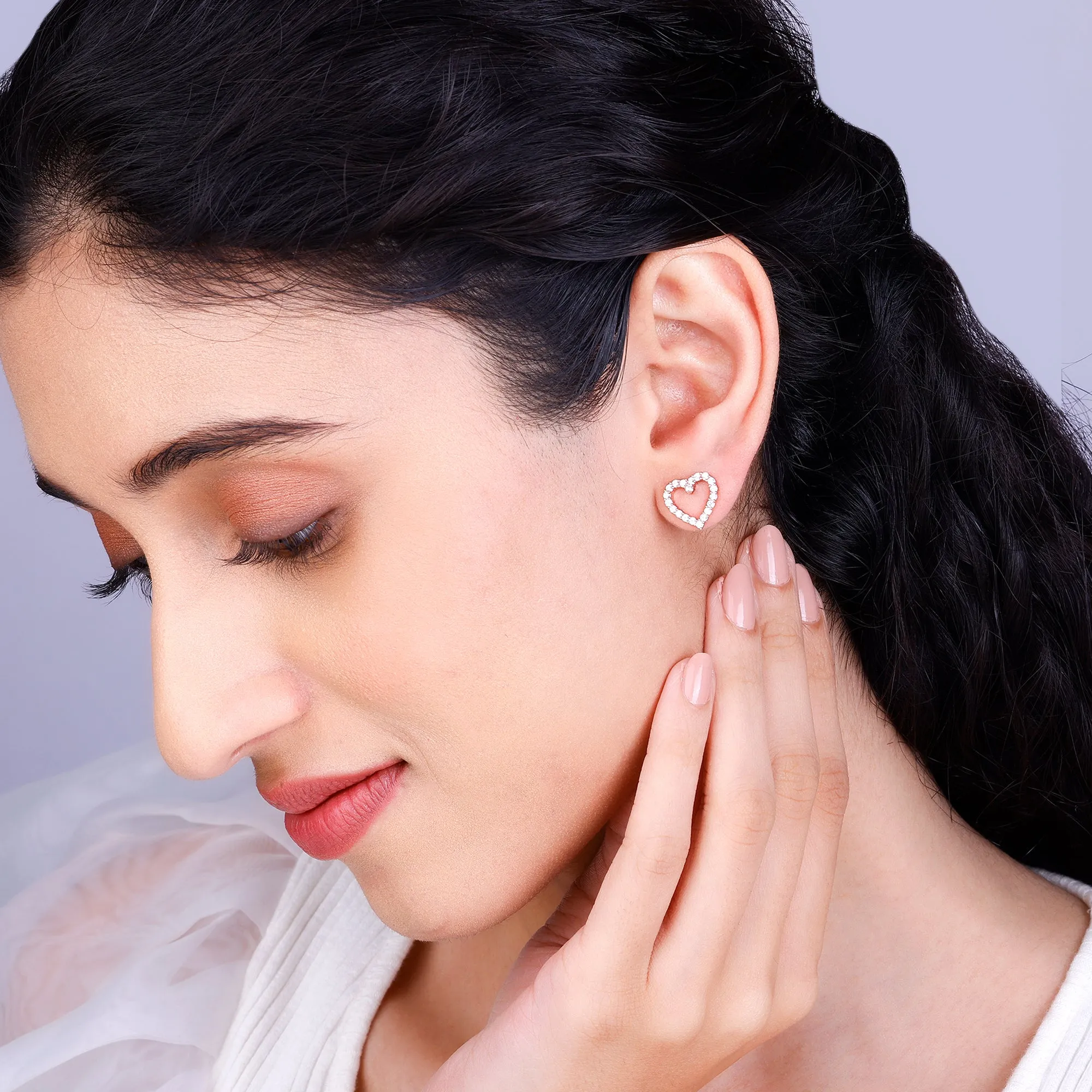 Rose Gold Studded Heart Earrings