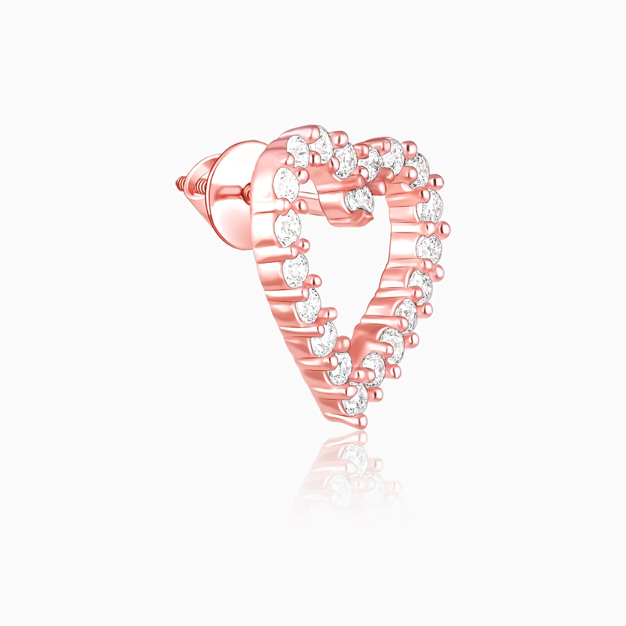 Rose Gold Studded Heart Earrings