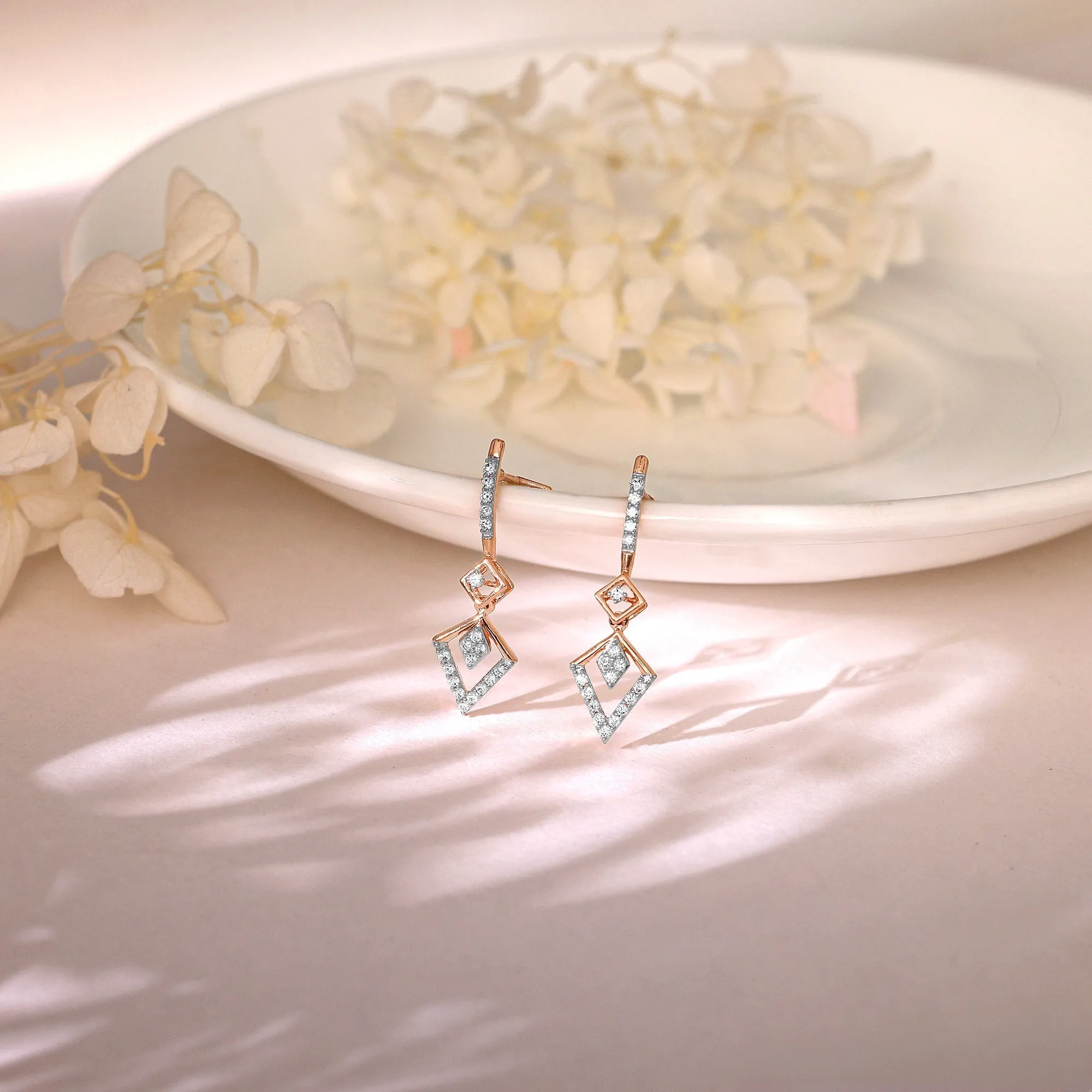 Rose Gold Swanky Diamond Earrings
