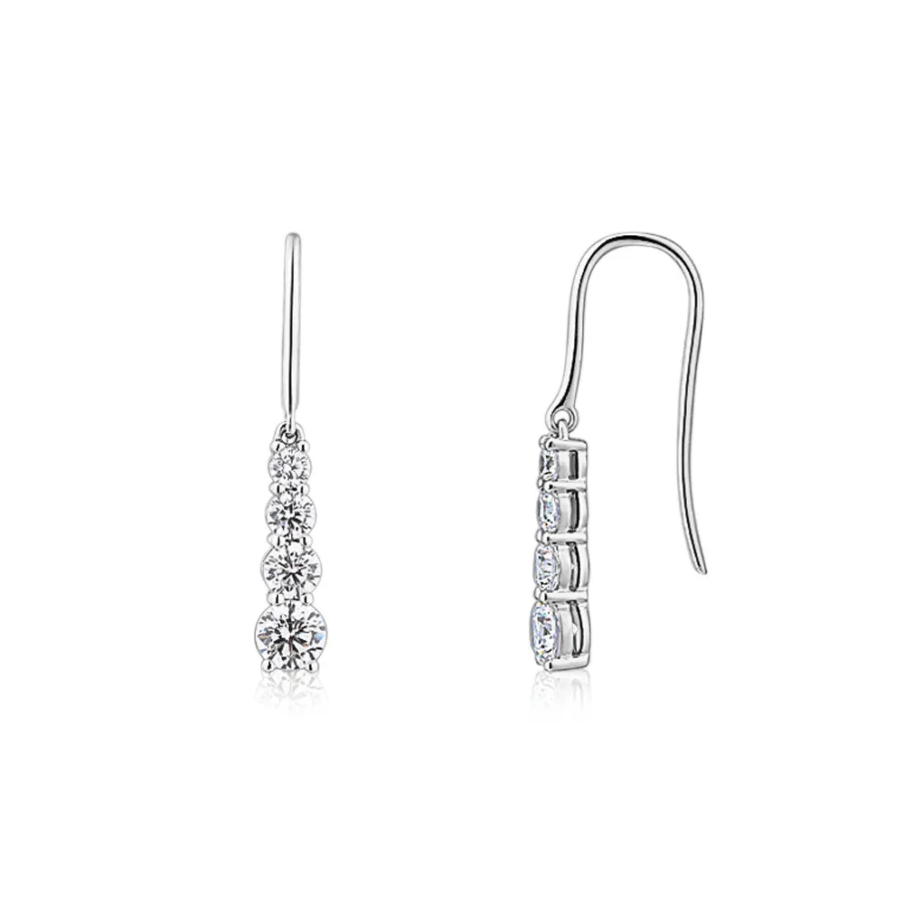 Round Brilliant drop earrings with 1.24 carats* of diamond simulants in 10 carat white gold