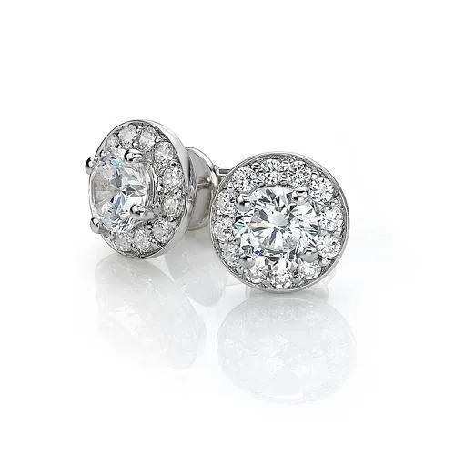 Round Brilliant stud earrings with 1.4 carats* of diamond simulants in 10 carat white gold