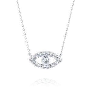 Round Evil Eye Diamond Pendant White Gold