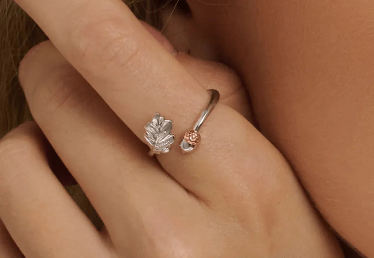 Royal Clogau Sterling Silver Oak Leaf Ring