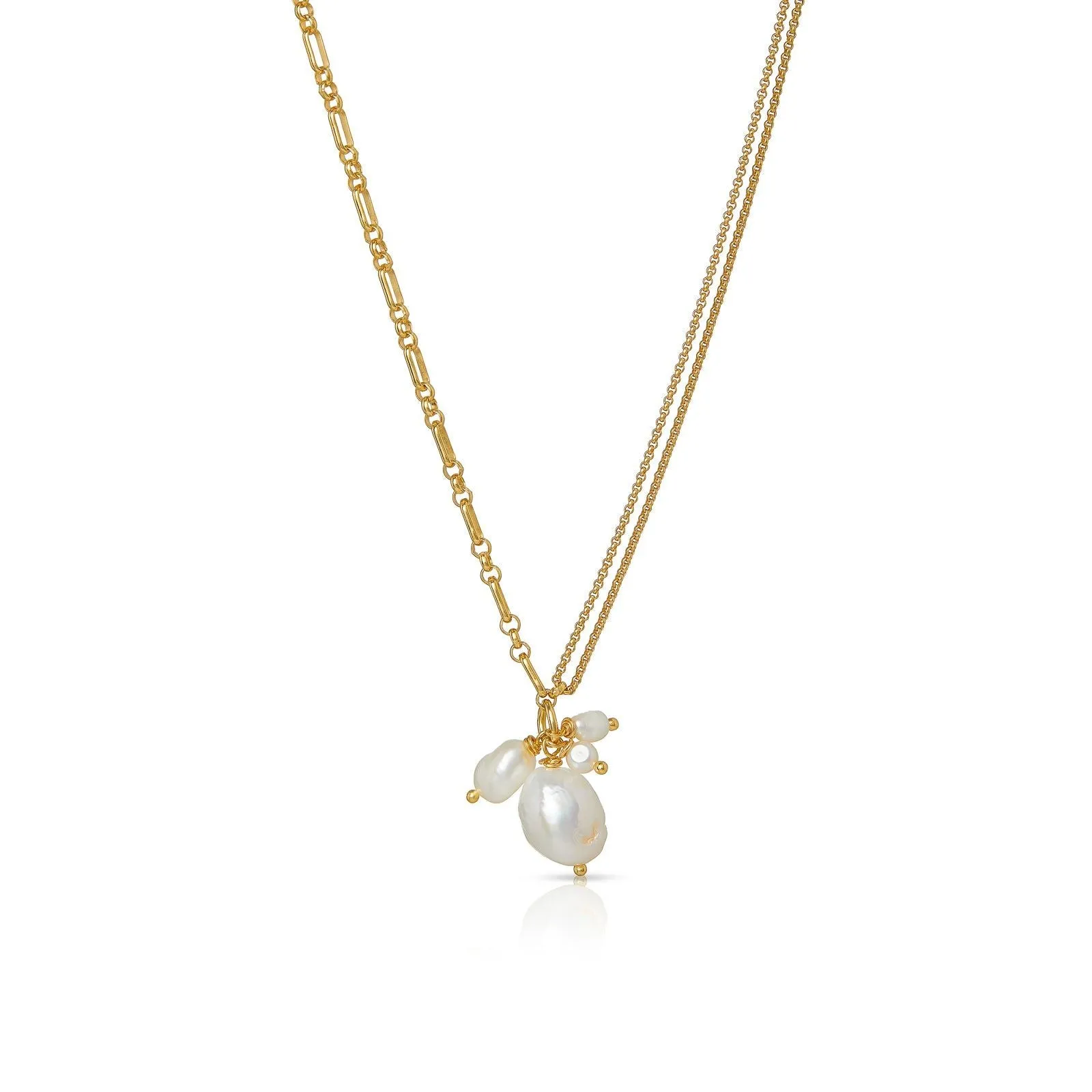 ??rsula 18K Gold Plated Necklace w. Pearls