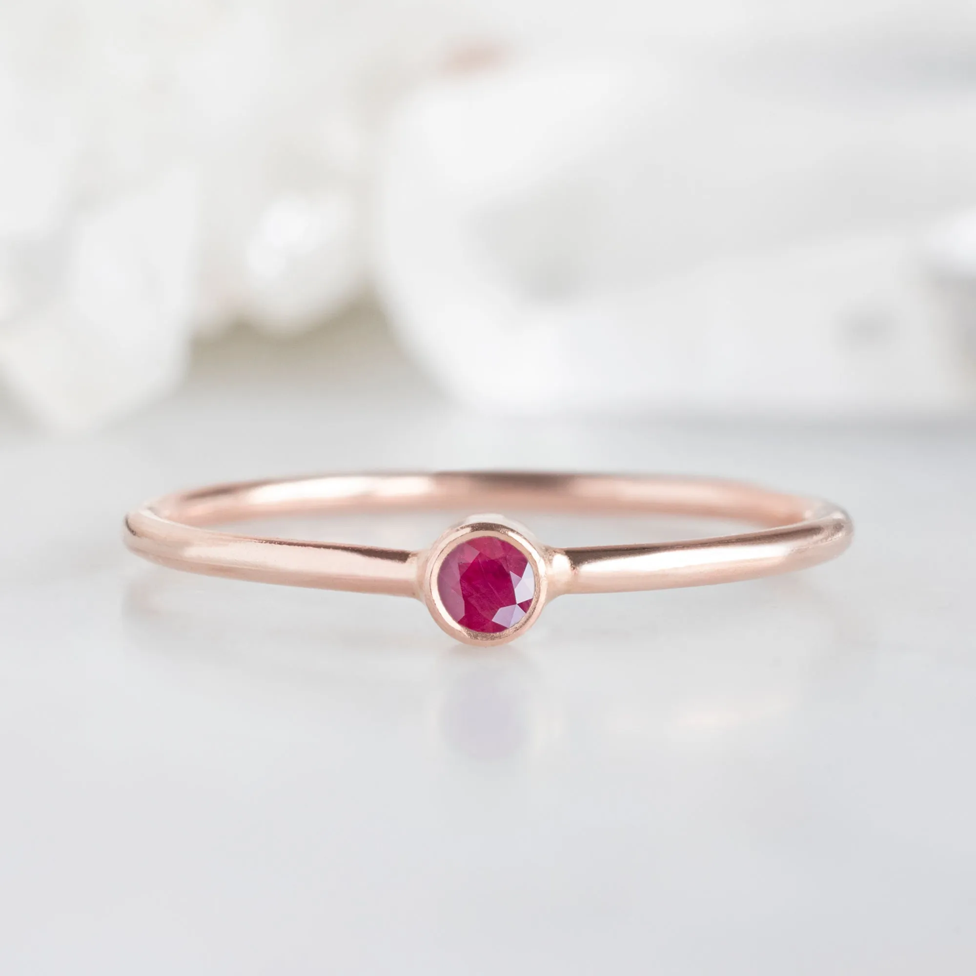 Ruby Birthstone Stacking Ring | Yellow, Rose or White Gold