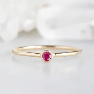 Ruby Birthstone Stacking Ring | Yellow, Rose or White Gold
