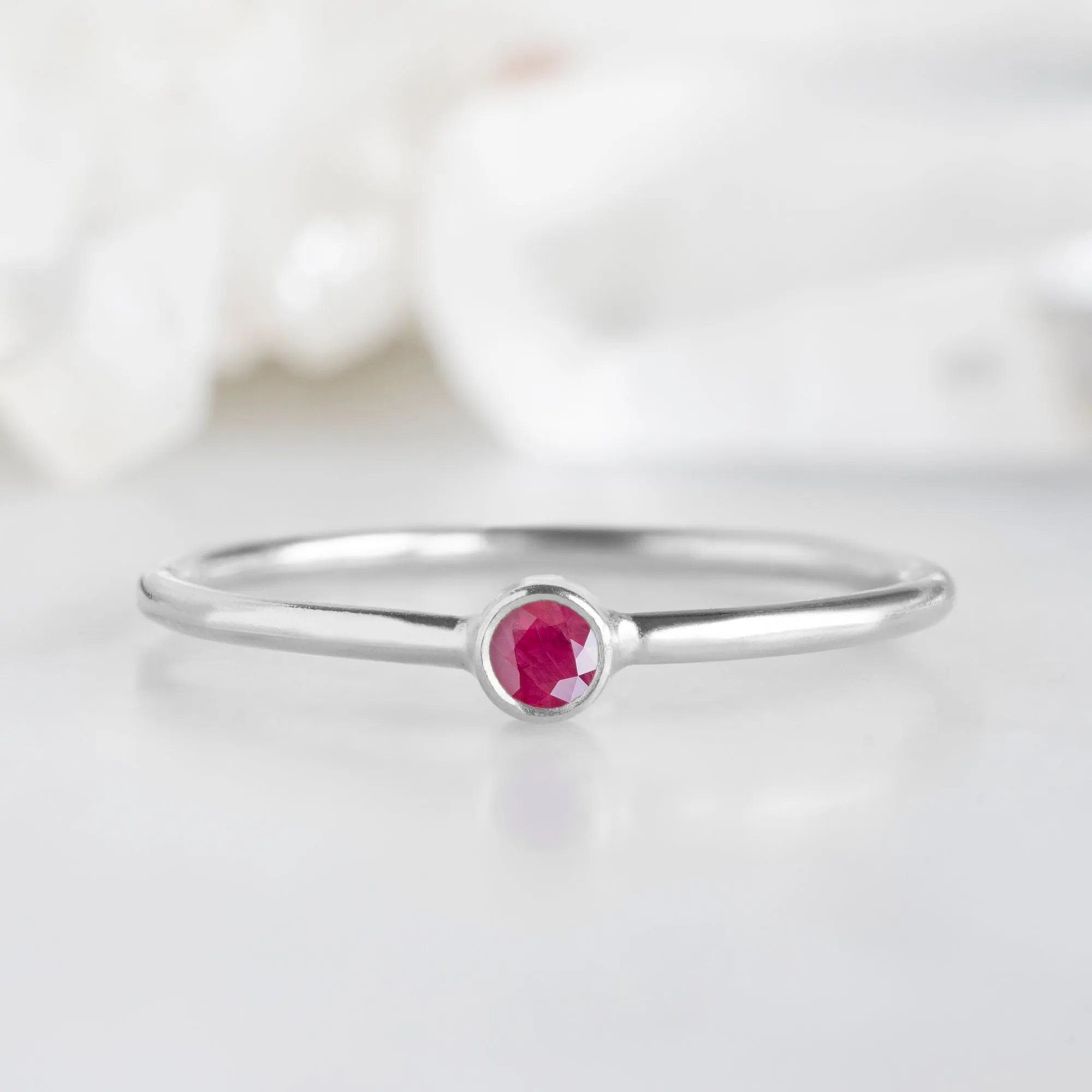 Ruby Birthstone Stacking Ring | Yellow, Rose or White Gold