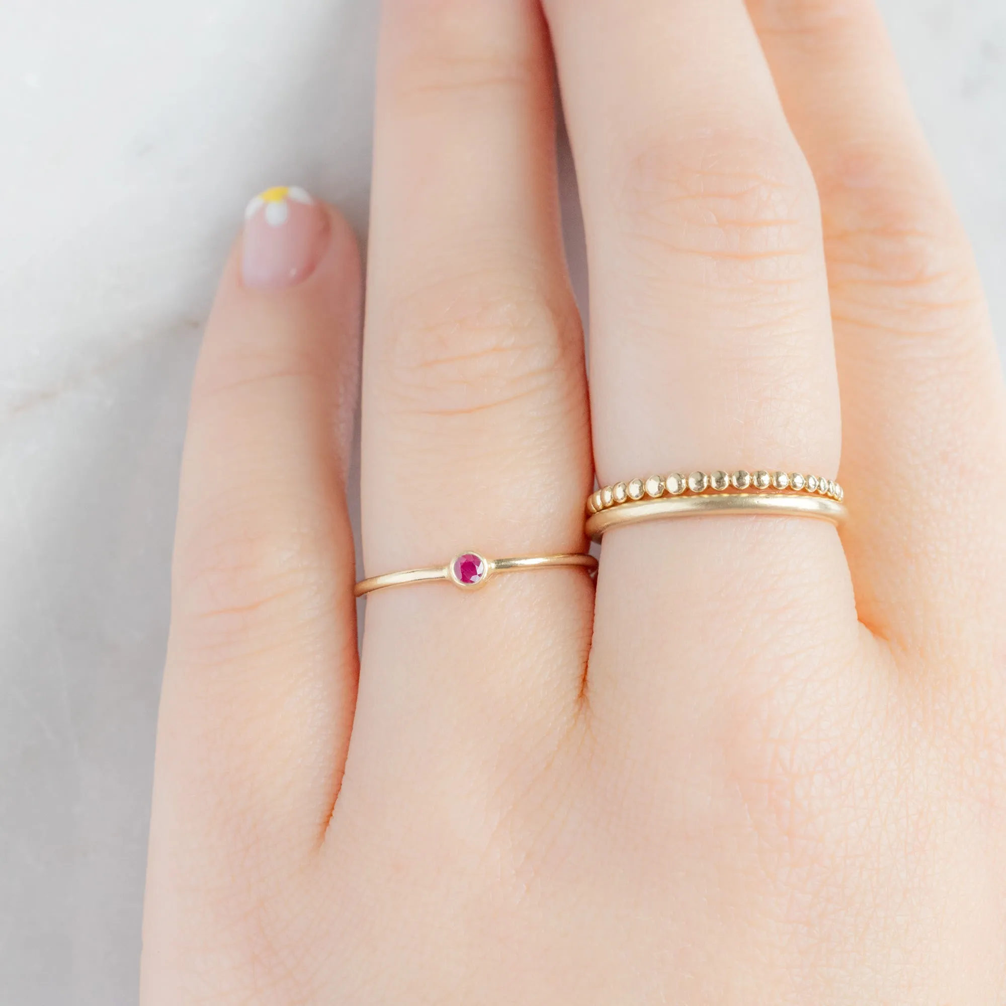 Ruby Birthstone Stacking Ring | Yellow, Rose or White Gold