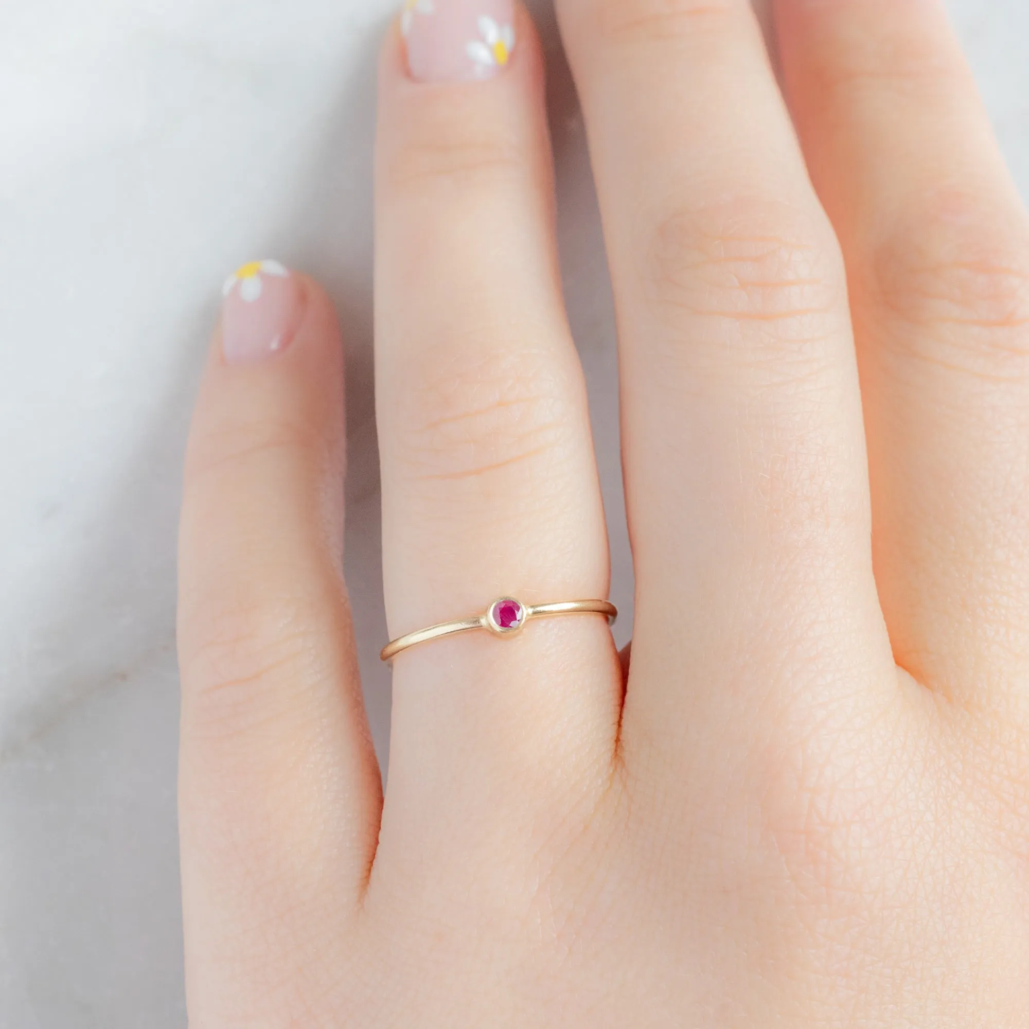 Ruby Birthstone Stacking Ring | Yellow, Rose or White Gold