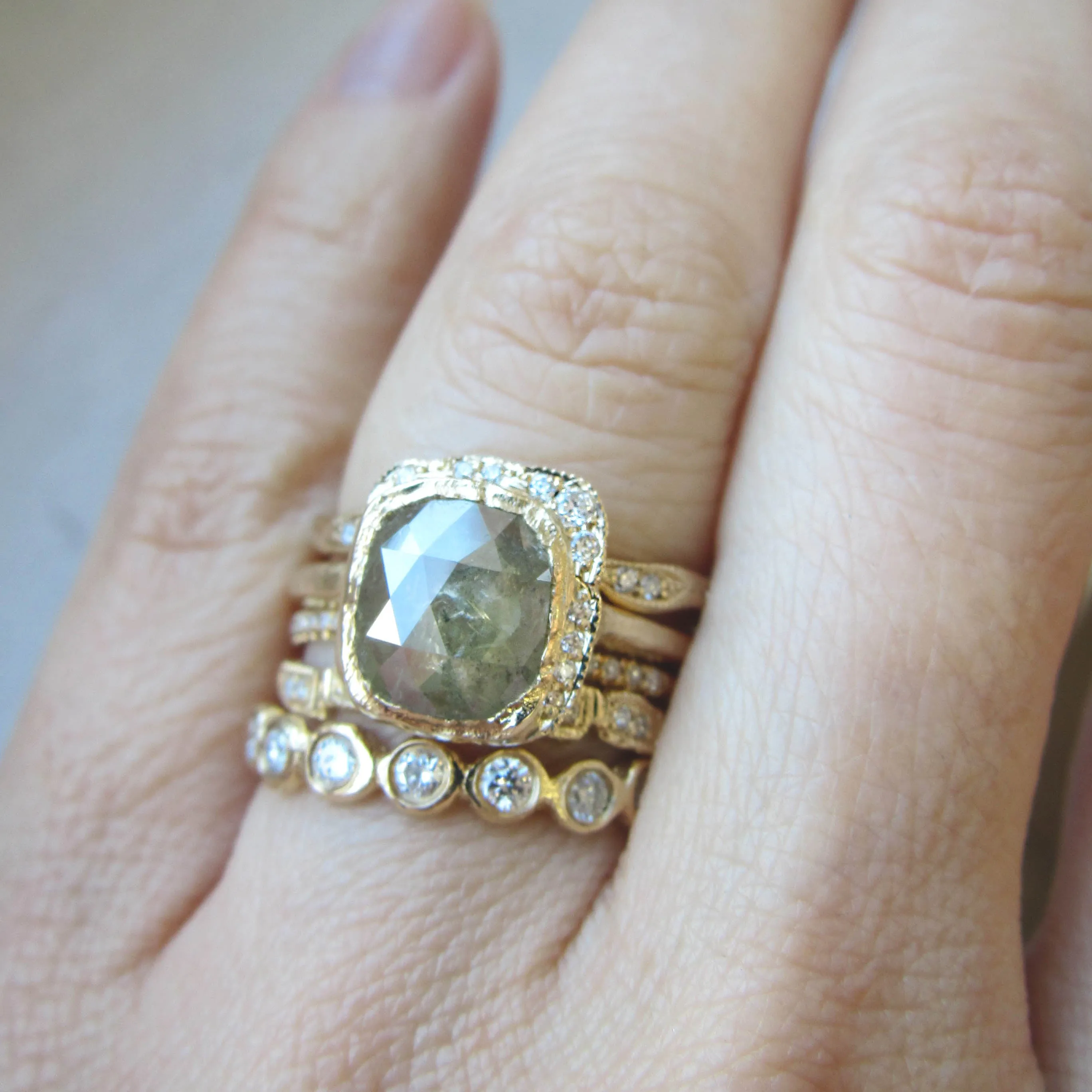 Rustic Diamond Reflection Ring