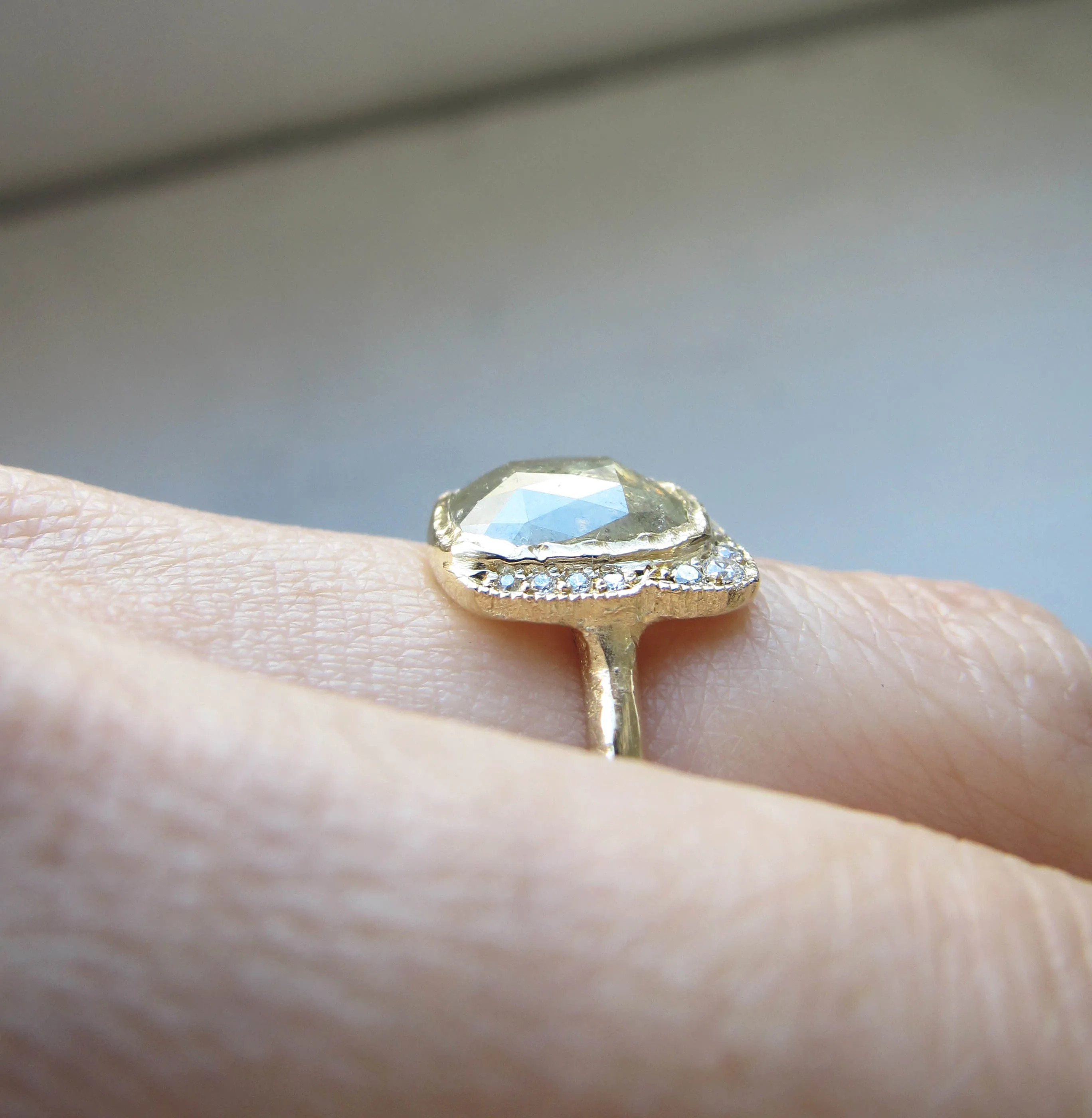 Rustic Diamond Reflection Ring