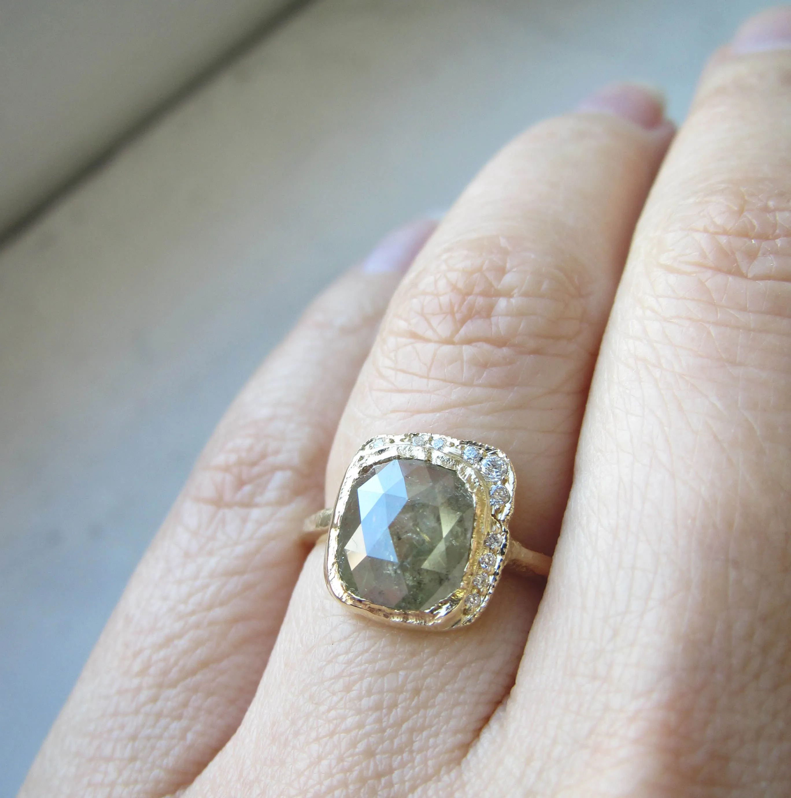 Rustic Diamond Reflection Ring
