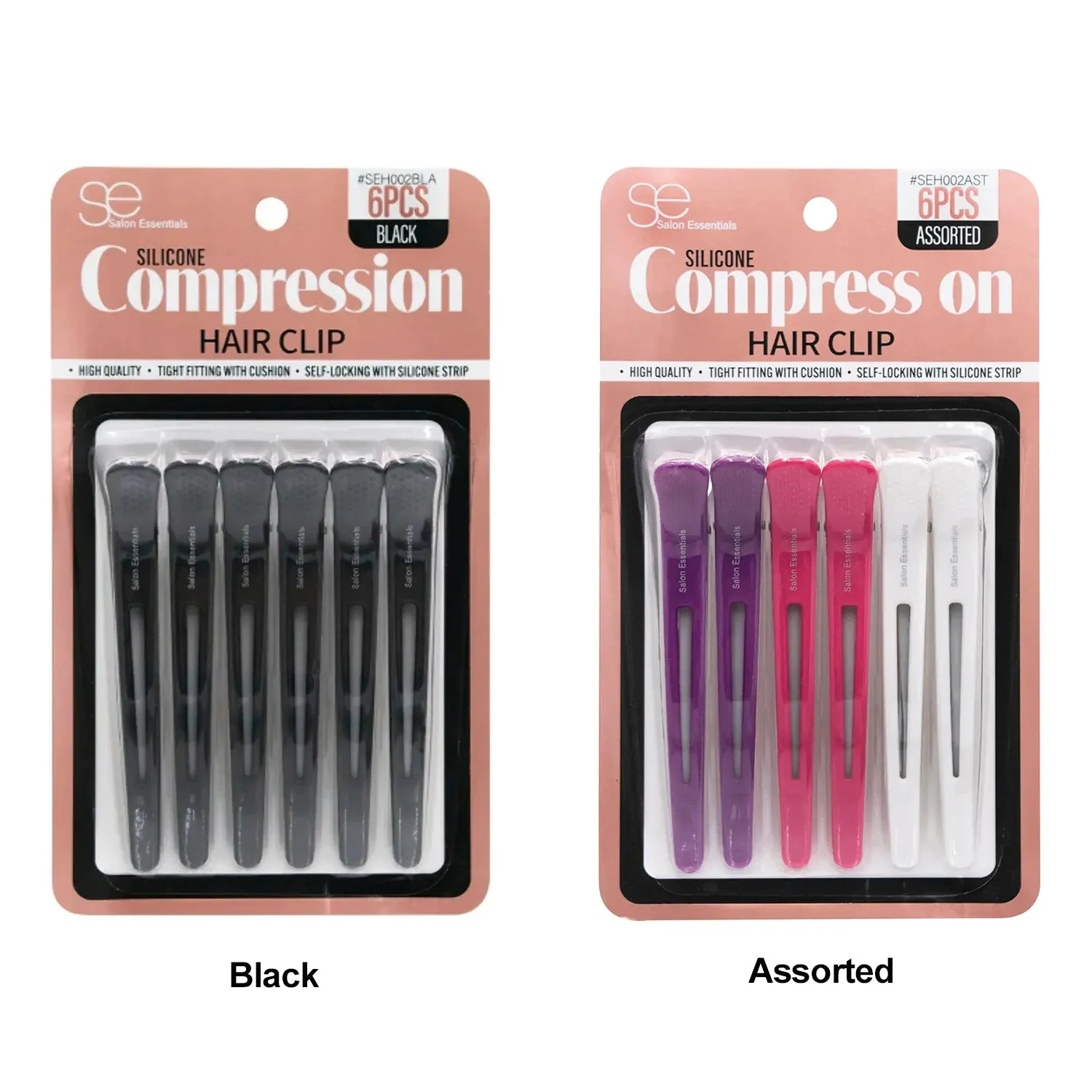 Salon Essentials Silicone Compression Hair Clip 6pcs