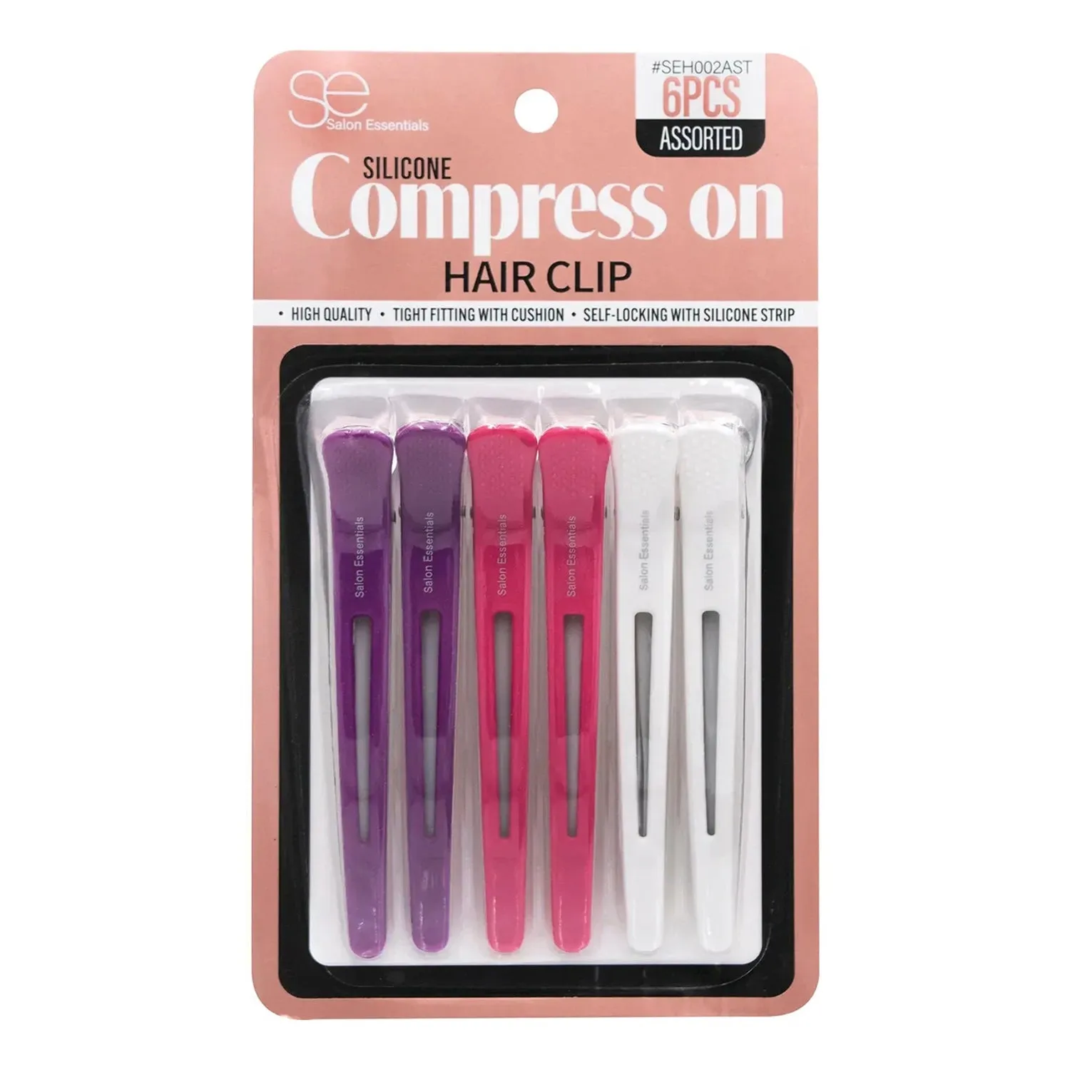Salon Essentials Silicone Compression Hair Clip 6pcs