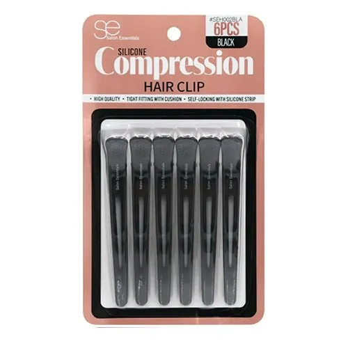 Salon Essentials Silicone Compression Hair Clip 6pcs