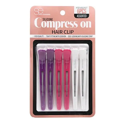 Salon Essentials Silicone Compression Hair Clip 6pcs