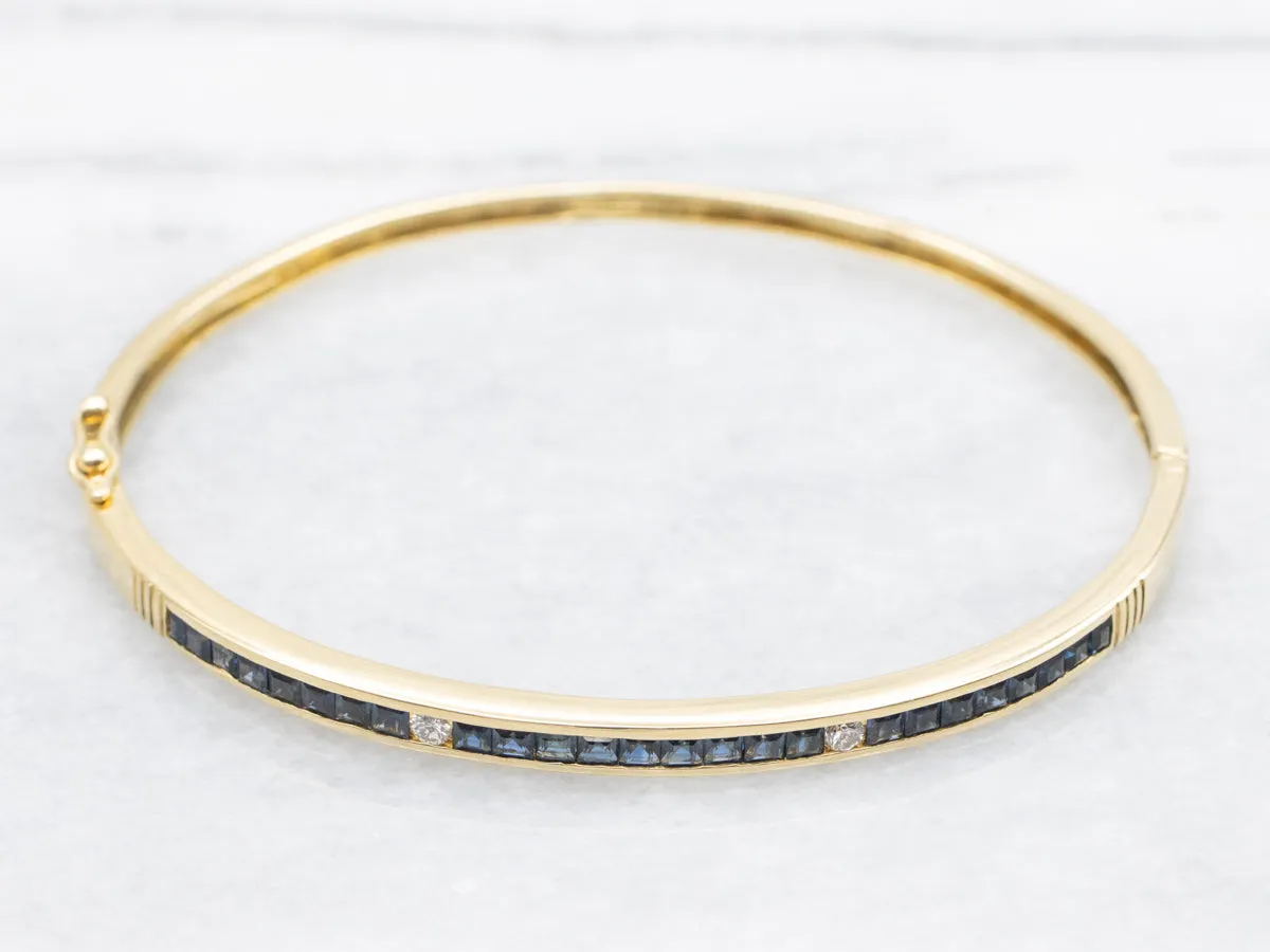 Sapphire and Diamond Hinged Bangle Bracelet