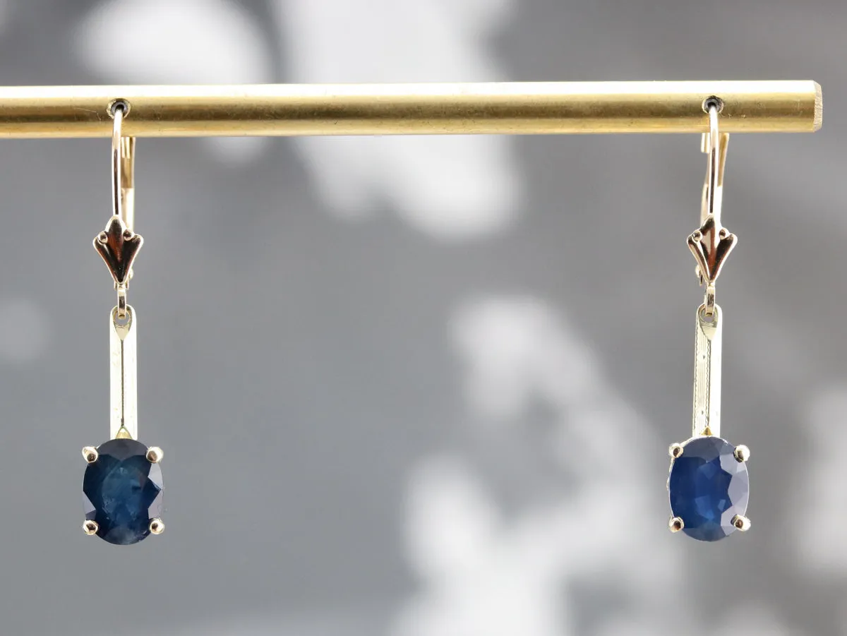 Sapphire and Gold Drop Earrings