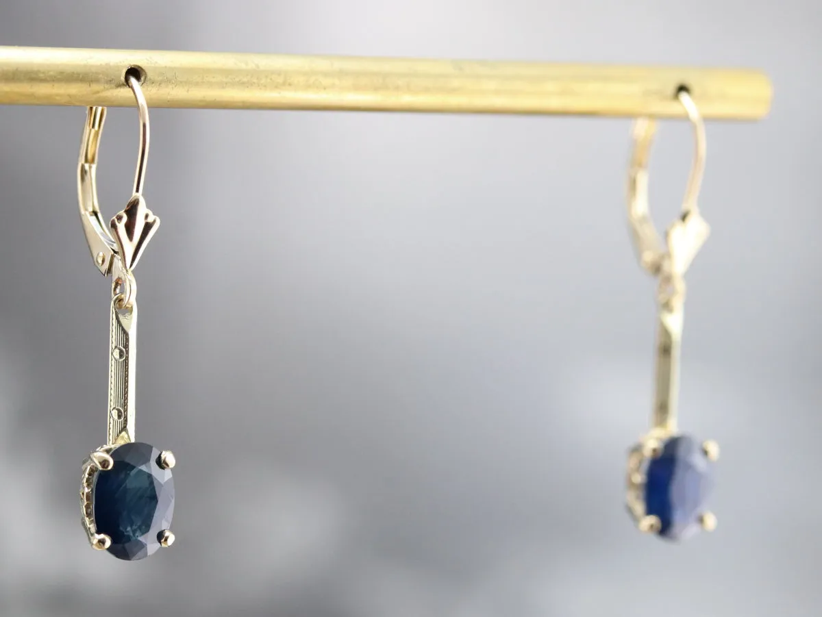 Sapphire and Gold Drop Earrings