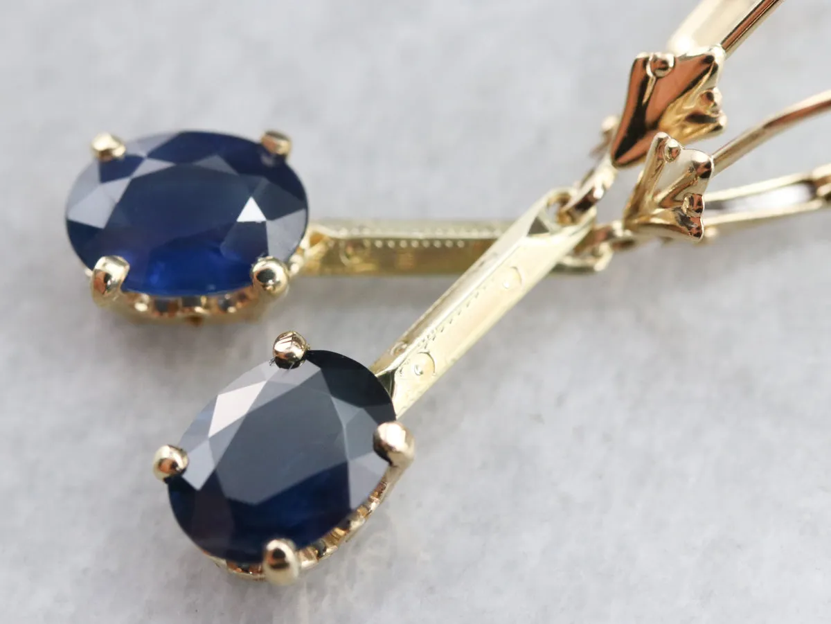 Sapphire and Gold Drop Earrings