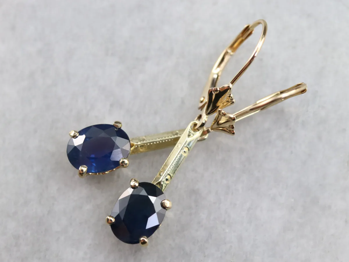 Sapphire and Gold Drop Earrings