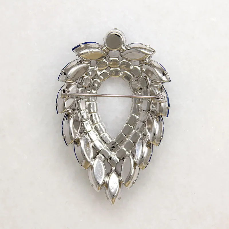 Sarah Coventry Fierce Blue Rhinestone Brooch