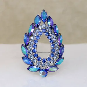 Sarah Coventry Fierce Blue Rhinestone Brooch