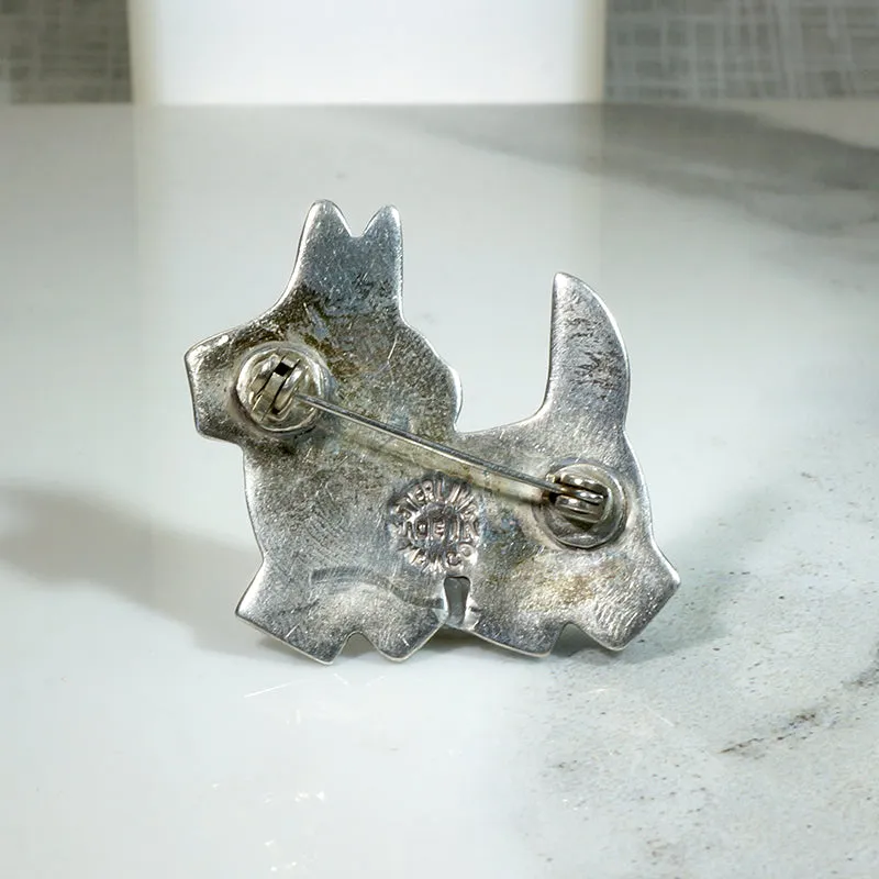 Sassy Blue Scotty Sterling & Enamel Brooch
