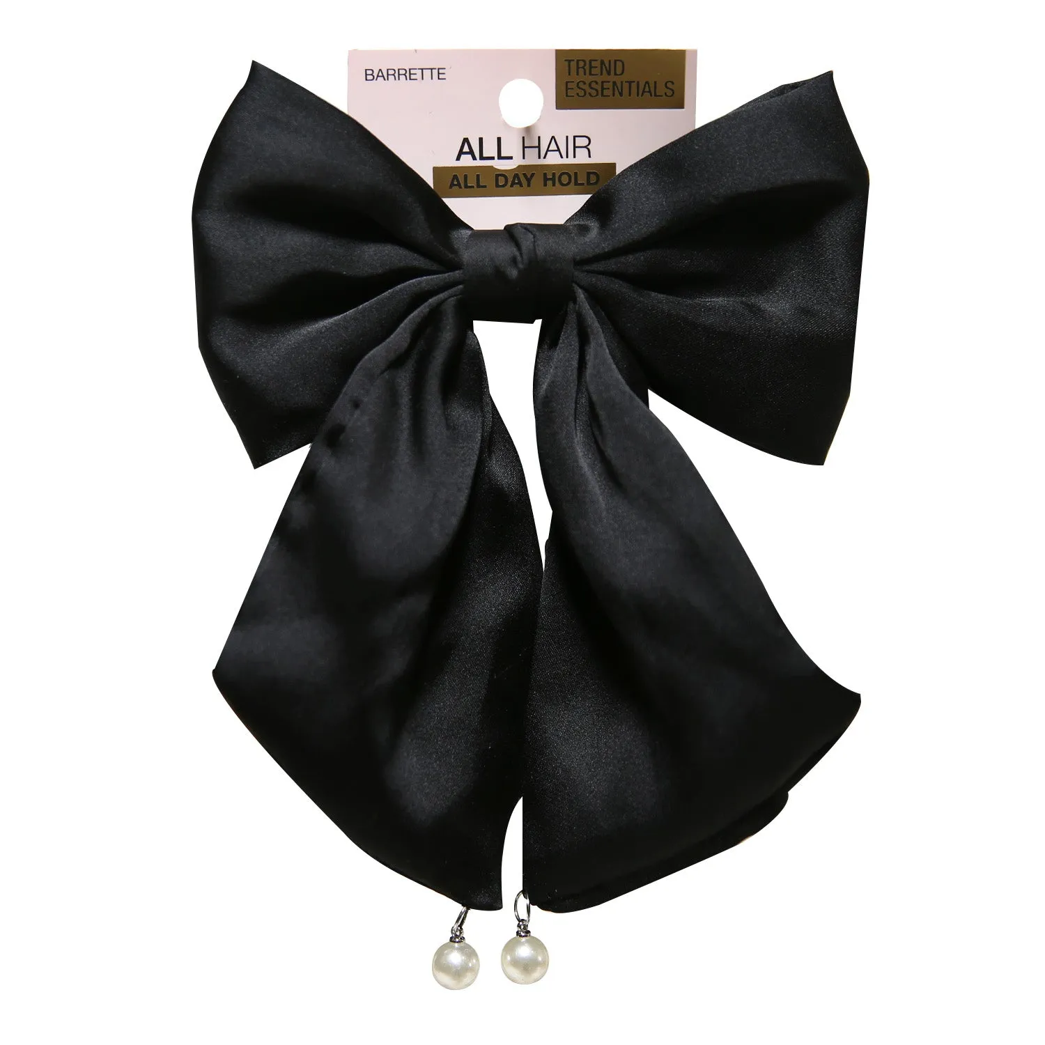Scunci Hair Bow Pearl Barrette Black