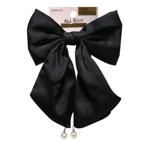 Scunci Hair Bow Pearl Barrette Black