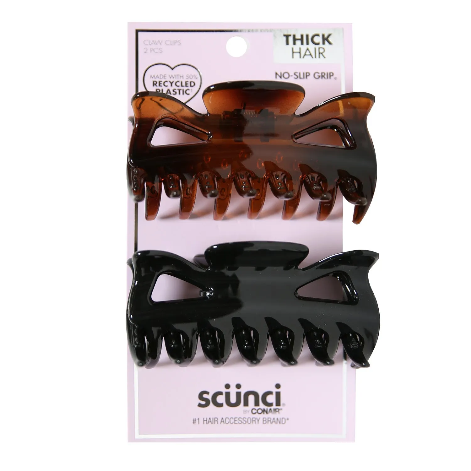 Scunci No Slip Grip Thick Hair Large Claw Clips 2pcs