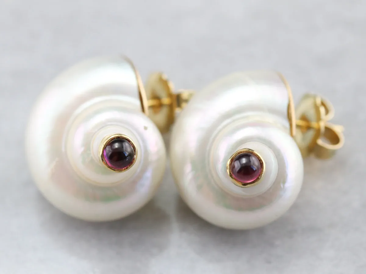Sea Snail Tourmaline Shell Earrings