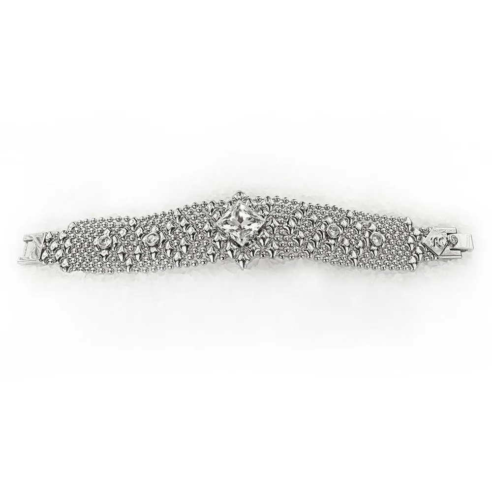 SG Liquid Metal ICB10-N Chrome Finish Bracelet with Zircons and Swarovski Crystal by Sergio Gutierrez