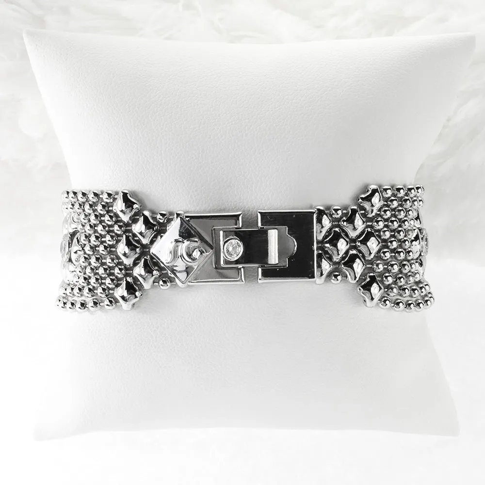 SG Liquid Metal ICB10-N Chrome Finish Bracelet with Zircons and Swarovski Crystal by Sergio Gutierrez