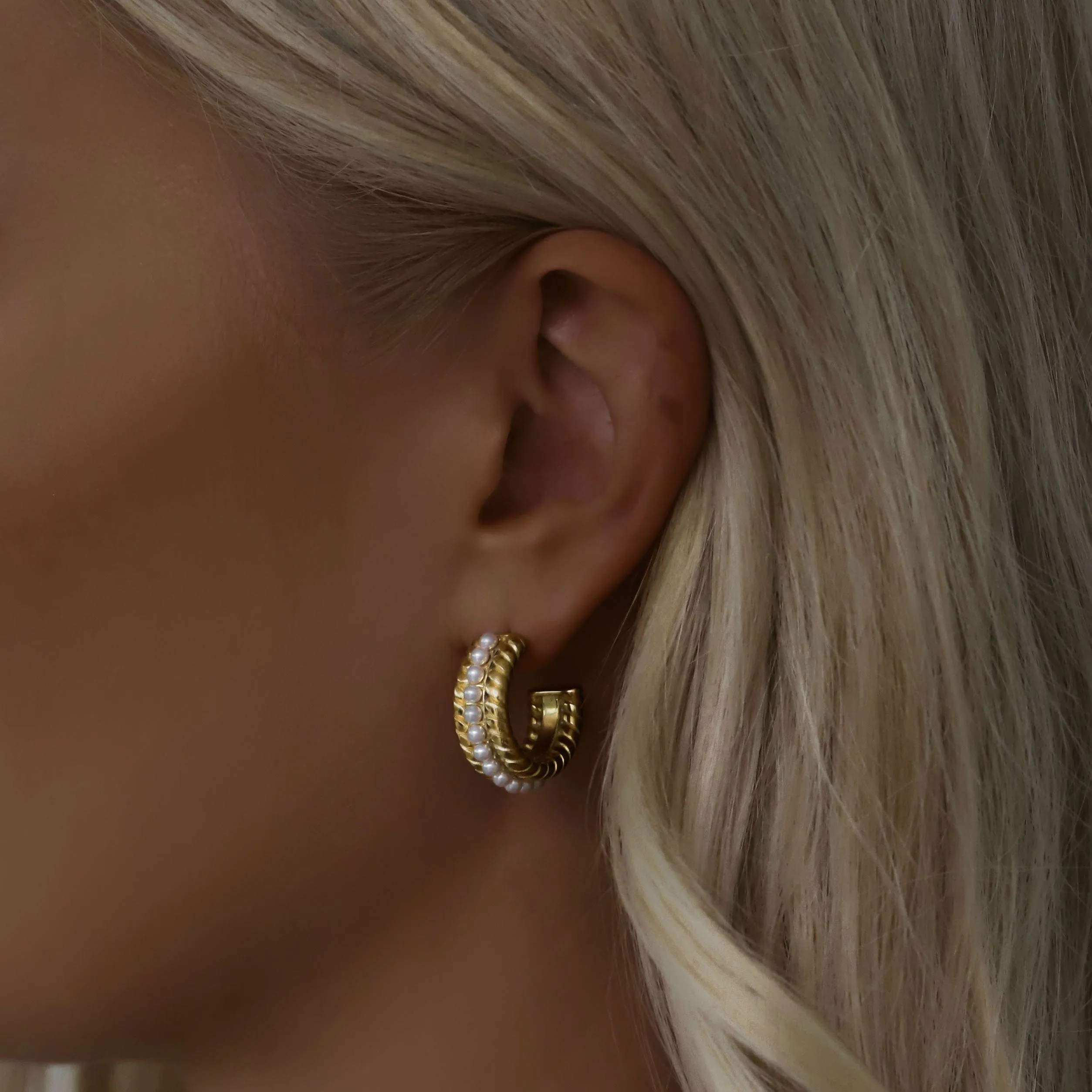 Sia Pearl Hoop Earrings