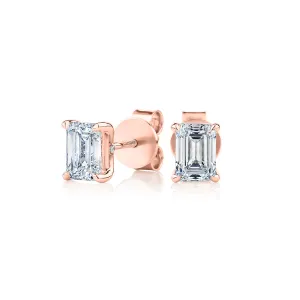 Signature Simulant Diamond 1.40 carat* TW emerald cut stud earrings in 14 carat rose gold