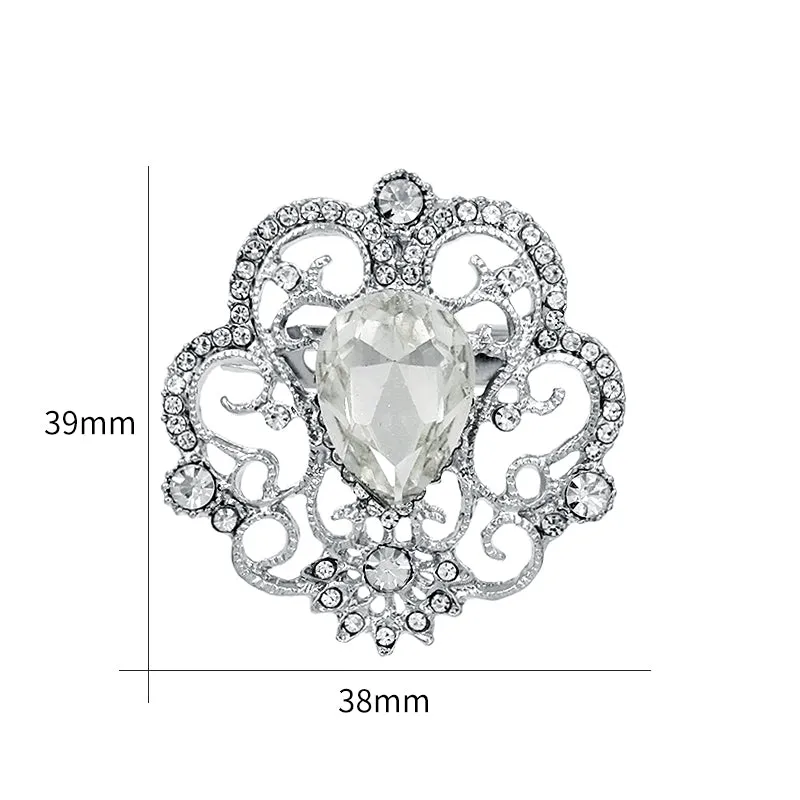 Silver & Rose Gold Rhinestone Brooch BR-071
